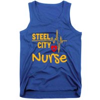 Pittsburgh Steel City Nurse Heartbeat Love Health Care Great Gift Tank Top