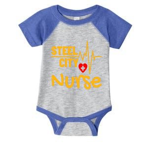 Pittsburgh Steel City Nurse Heartbeat Love Health Care Great Gift Infant Baby Jersey Bodysuit