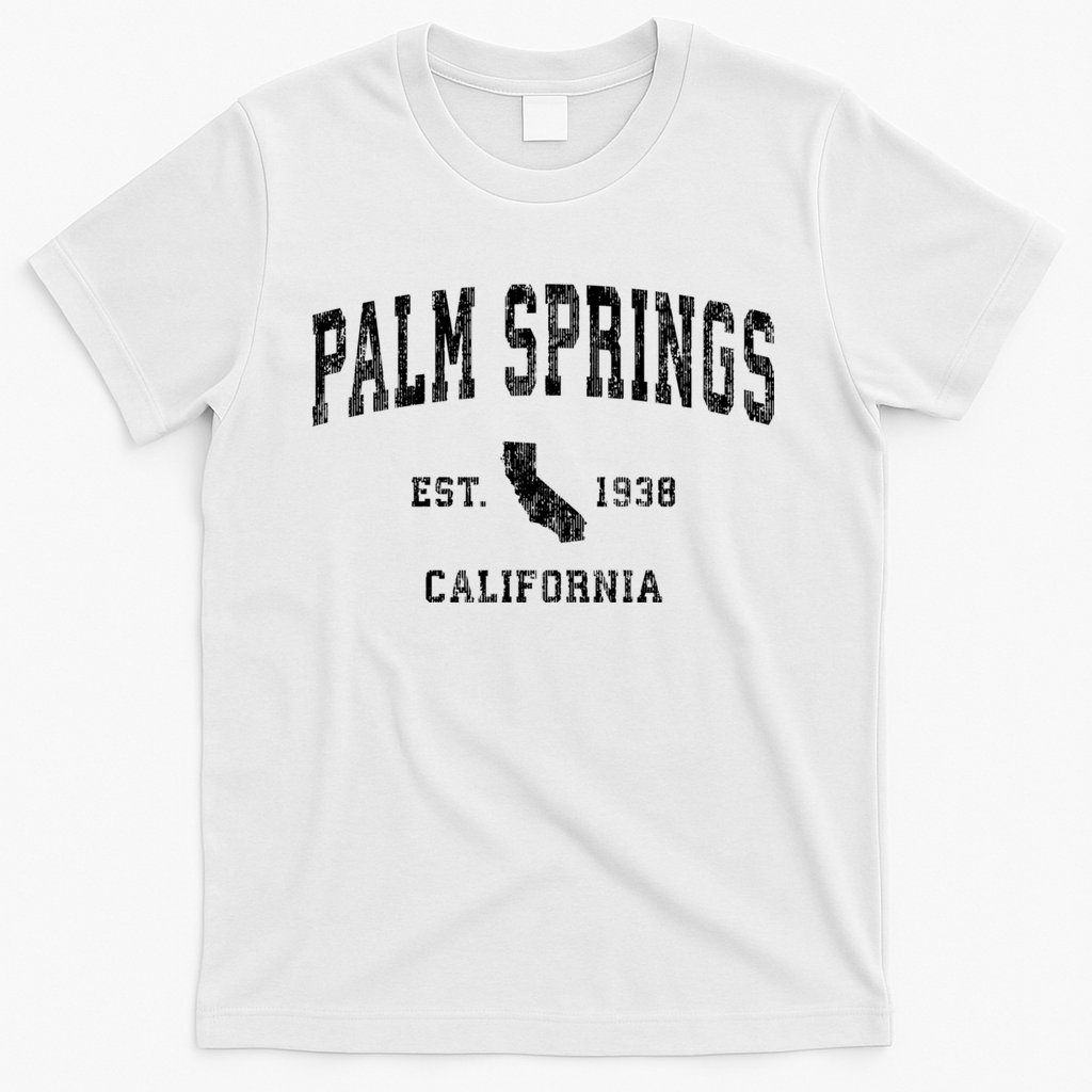 Palm Springs California Ca Vintage Established Athletic Sports Design T-Shirt