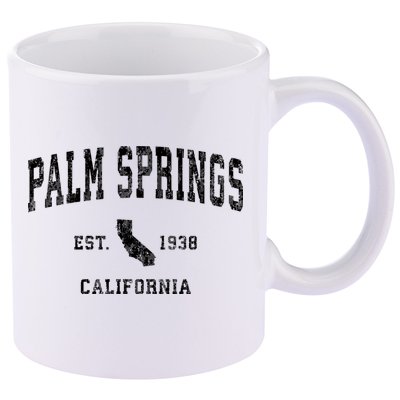 Palm Springs California Ca Vintage Established Athletic Sports Design 11oz C Handle Ceramic Mug