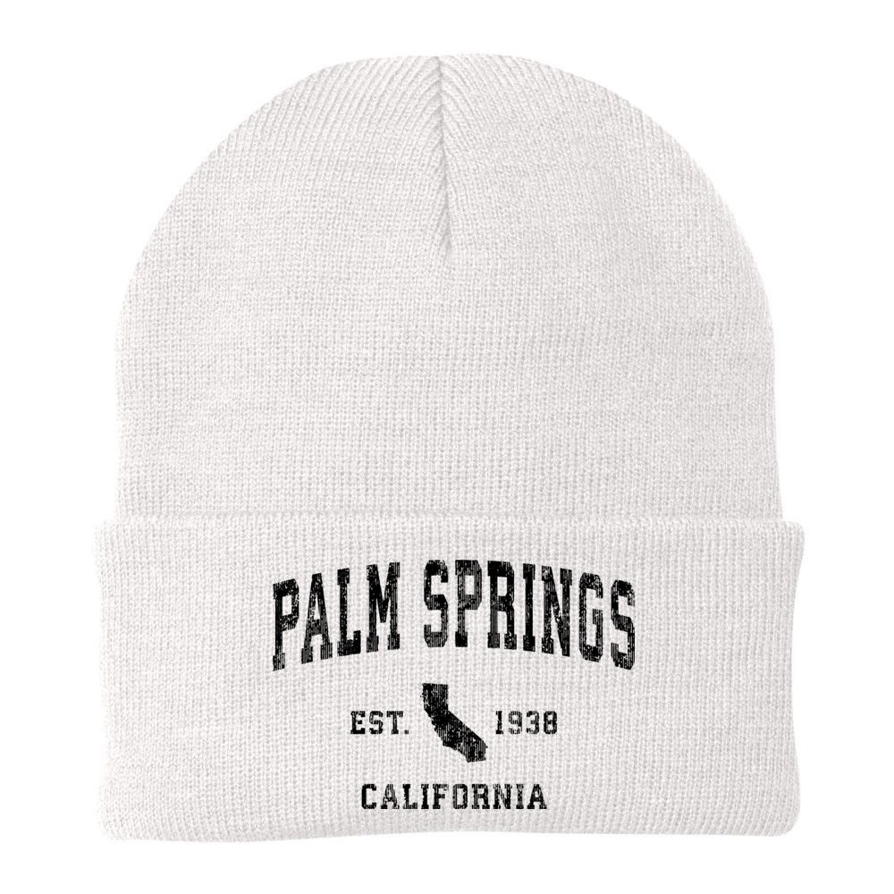 Palm Springs California Ca Vintage Established Athletic Sports Design Beanie