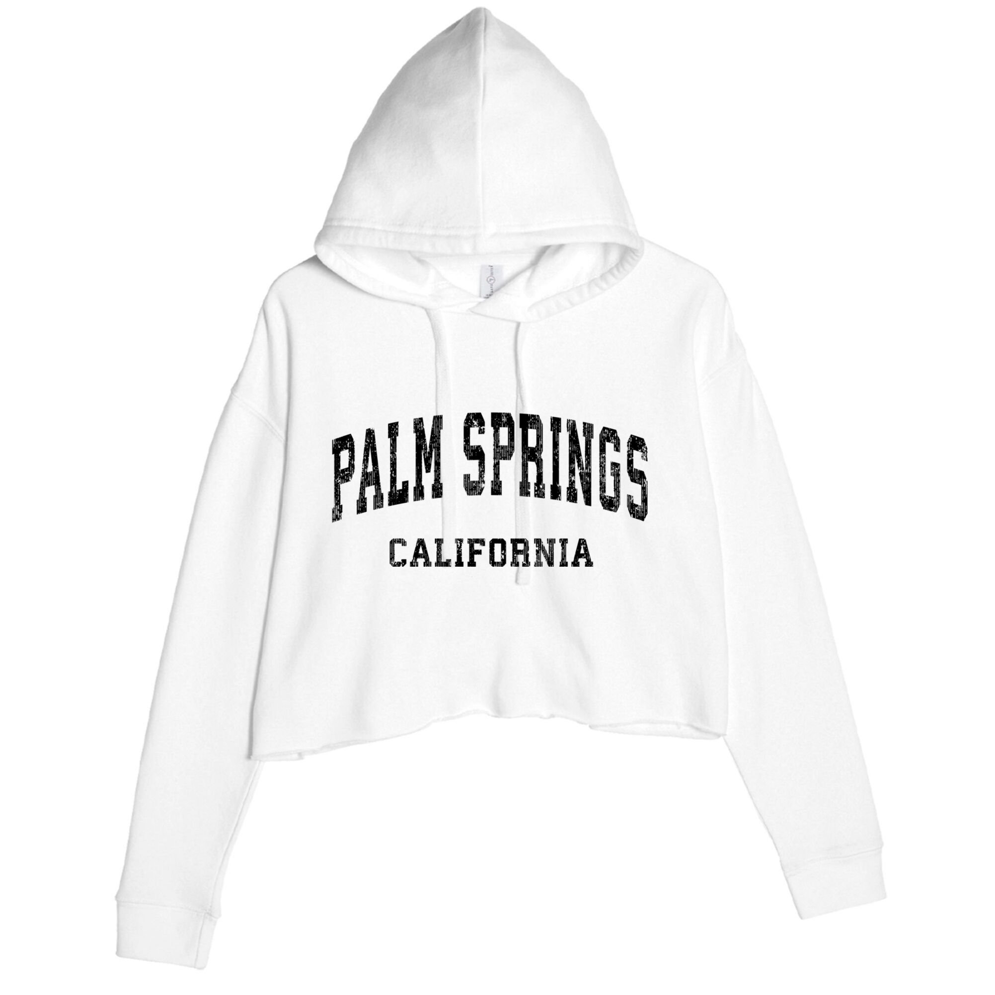 Palm Springs California Ca Vintage Varsity Sports Design Crop Fleece Hoodie
