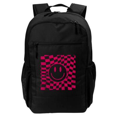 Pink Smile Checkered Retro Backpack