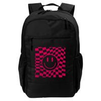 Pink Smile Checkered Retro Backpack