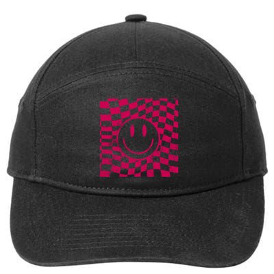 Pink Smile Checkered Retro 7-Panel Snapback Hat