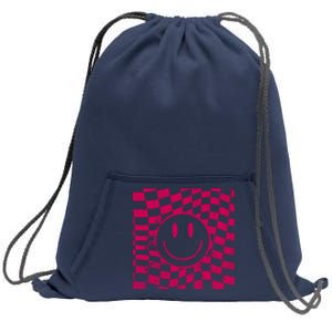 Pink Smile Checkered Retro Sweatshirt Cinch Pack Bag