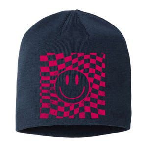 Pink Smile Checkered Retro Sustainable Beanie