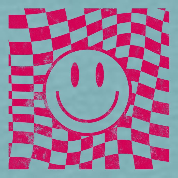 Pink Smile Checkered Retro Sueded Cloud Jersey T-Shirt