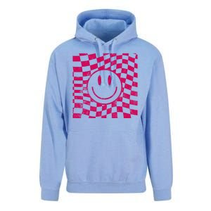 Pink Smile Checkered Retro Unisex Surf Hoodie