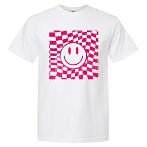 Pink Smile Checkered Retro Garment-Dyed Heavyweight T-Shirt