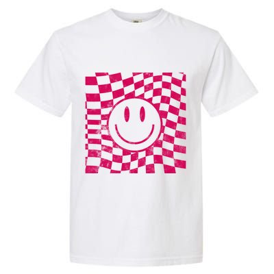 Pink Smile Checkered Retro Garment-Dyed Heavyweight T-Shirt