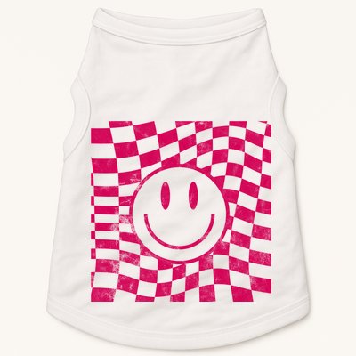 Pink Smile Checkered Retro Doggie Tank