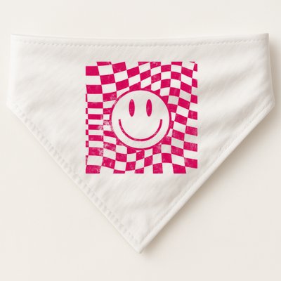 Pink Smile Checkered Retro USA-Made Doggie Bandana