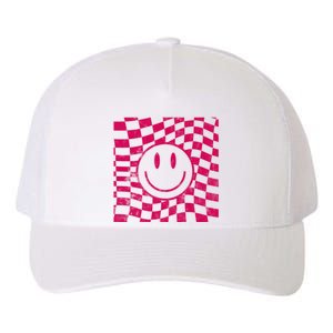 Pink Smile Checkered Retro Yupoong Adult 5-Panel Trucker Hat