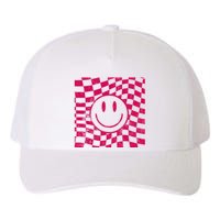 Pink Smile Checkered Retro Yupoong Adult 5-Panel Trucker Hat