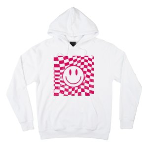 Pink Smile Checkered Retro Hoodie