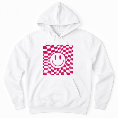 Pink Smile Checkered Retro Hoodie