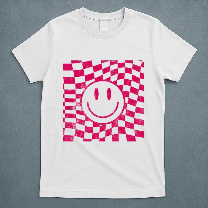 Pink Smile Checkered Retro T-Shirt