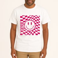 Pink Smile Checkered Retro Tall T-Shirt