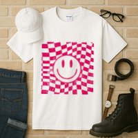 Pink Smile Checkered Retro Tall T-Shirt