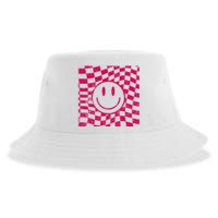 Pink Smile Checkered Retro Sustainable Bucket Hat