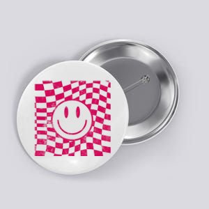 Pink Smile Checkered Retro Button