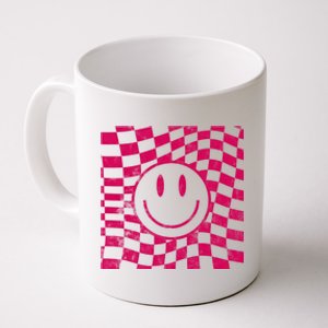 Pink Smile Checkered Retro Coffee Mug