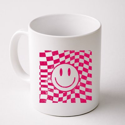 Pink Smile Checkered Retro Mug
