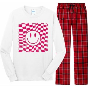 Pink Smile Checkered Retro Long Sleeve Pajama Set