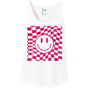 Pink Smile Checkered Retro Ladies Essential Tank