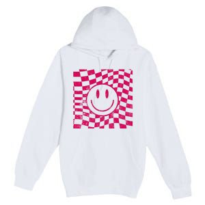 Pink Smile Checkered Retro Premium Pullover Hoodie