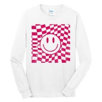 Pink Smile Checkered Retro Tall Long Sleeve T-Shirt