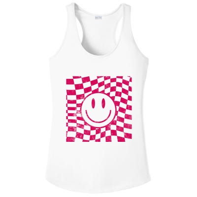Pink Smile Checkered Retro Ladies PosiCharge Competitor Racerback Tank