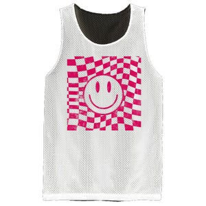 Pink Smile Checkered Retro Mesh Reversible Basketball Jersey Tank