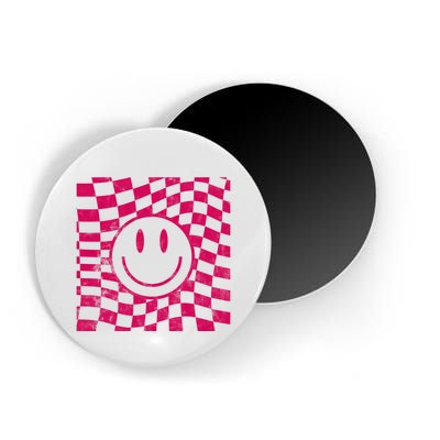 Pink Smile Checkered Retro Magnet