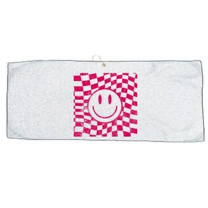 Pink Smile Checkered Retro Large Microfiber Waffle Golf Towel