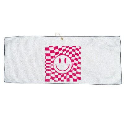 Pink Smile Checkered Retro Large Microfiber Waffle Golf Towel