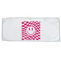 Pink Smile Checkered Retro Large Microfiber Waffle Golf Towel