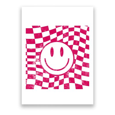 Pink Smile Checkered Retro Poster