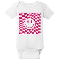 Pink Smile Checkered Retro Baby Bodysuit