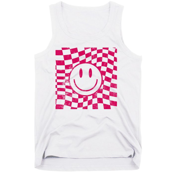 Pink Smile Checkered Retro Tank Top