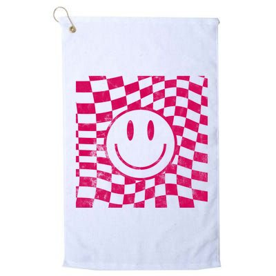Pink Smile Checkered Retro Golf Towel