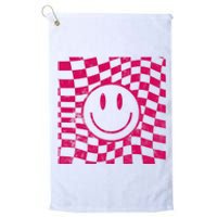 Pink Smile Checkered Retro Platinum Collection Golf Towel