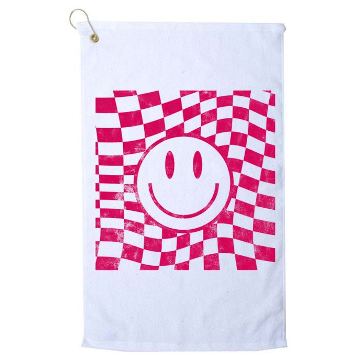 Pink Smile Checkered Retro Platinum Collection Golf Towel