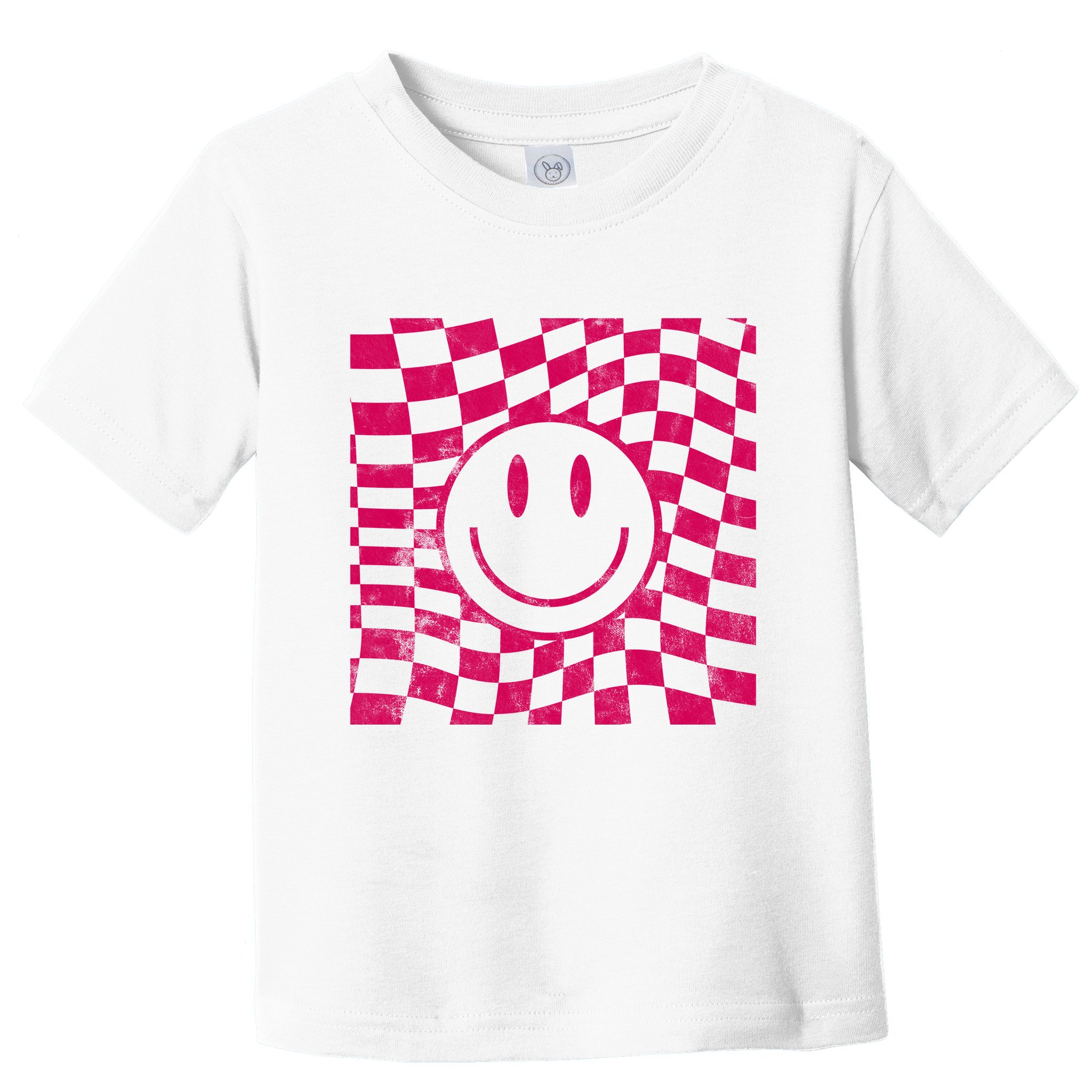 Pink Smile Checkered Retro Toddler T-Shirt