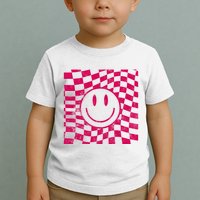 Pink Smile Checkered Retro Toddler T-Shirt