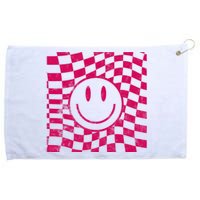 Pink Smile Checkered Retro Grommeted Golf Towel