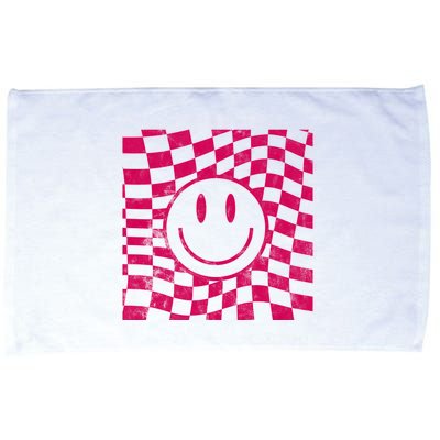 Pink Smile Checkered Retro Microfiber Hand Towel