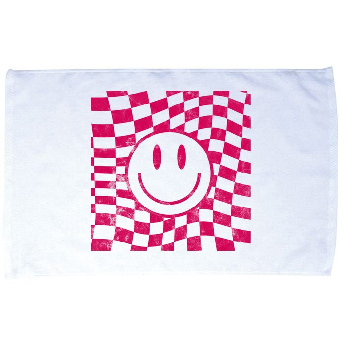 Pink Smile Checkered Retro Microfiber Hand Towel