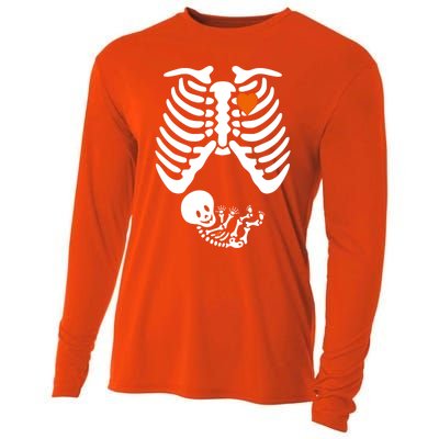 Pregnant Skeleton Costume Halloween Pregnancy Gift Cooling Performance Long Sleeve Crew